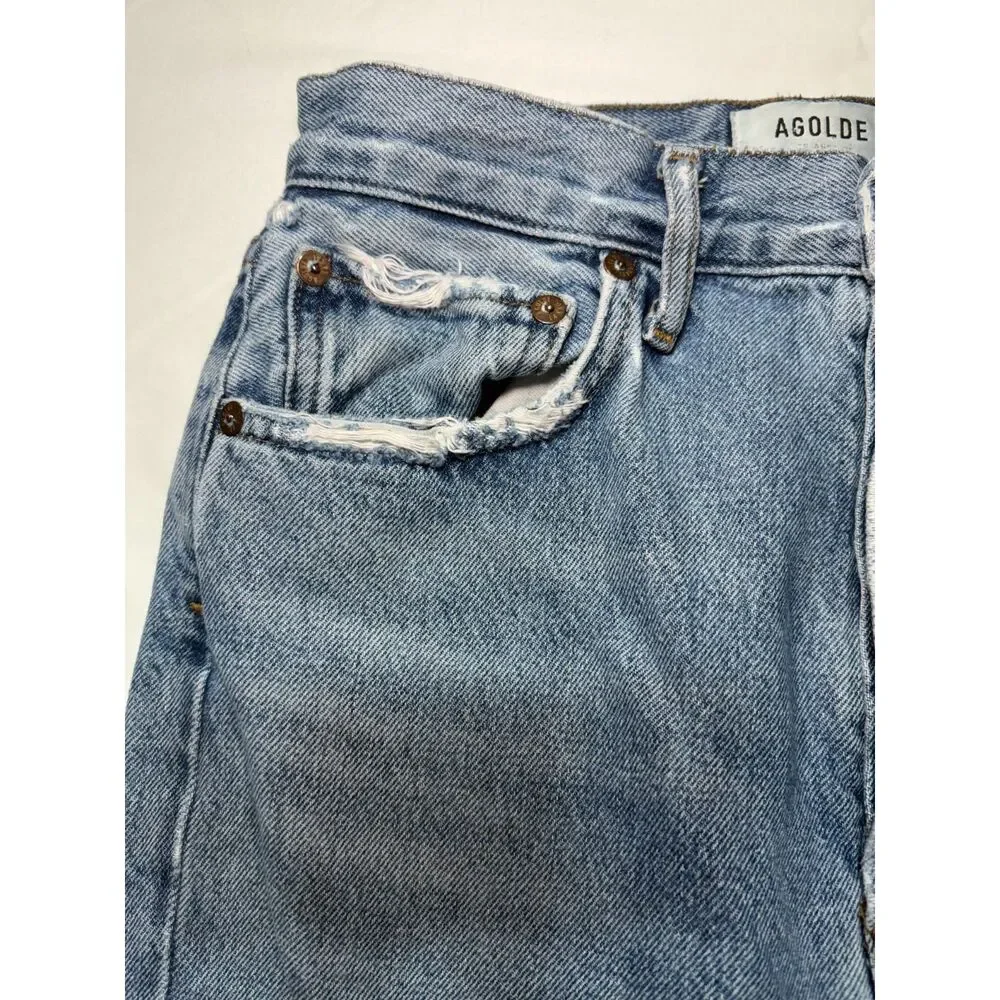 AGOLDE 90's High-Rise Distressed Straight Leg Jeans A154B-1141- Size 25 GUC
